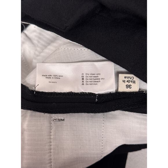 California Arts Pants 36 x 27 Black Wool Dume Relaxed Wide Dual Pleat Trousers - Picture 6 of 6